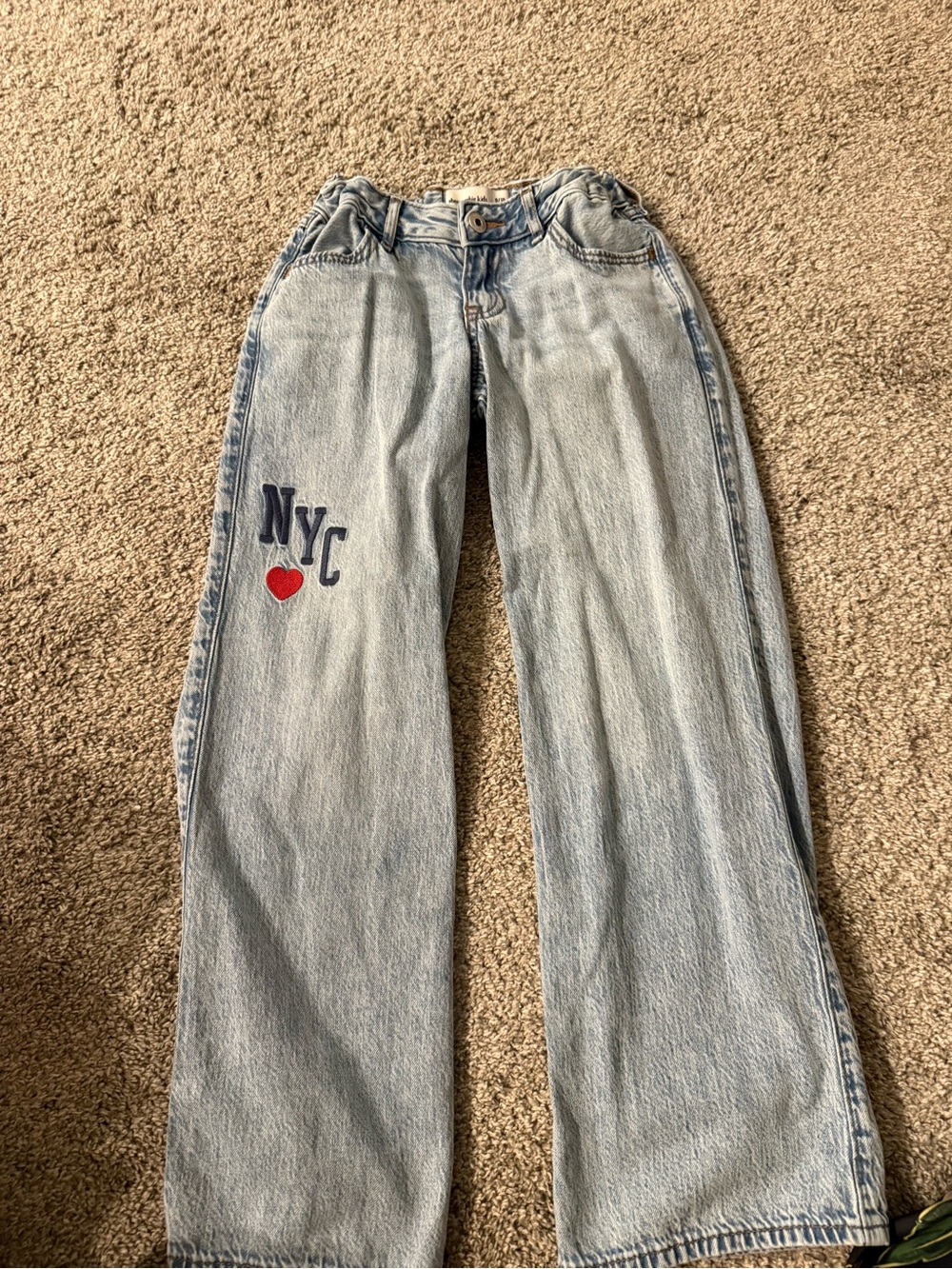 Bundle 3 for $12 abercrombie kids Light Wash Wide Leg Jeans with NYC & Red Heart